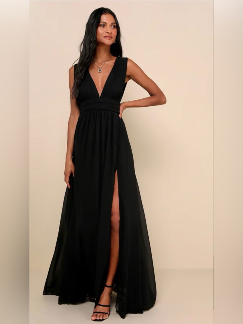 Lulus Heavenly Hues Black Maxi Dress Size Small NEW W/ Tag